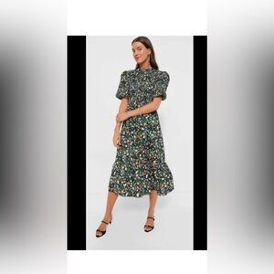 Hyacinth House Samantha Midi Dress XXL NWT Black Multi Floral Smocked Cotton